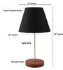 Black Fabric Shade Table Lamp, Brown Wooden Base Bedside & Desk Light for Bedroom, Living Room & Home Decor