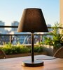 Black Fabric Shade Table Lamp, Minimalist Bedside Lamp with Metal Base for Bedroom, Living Room & Study