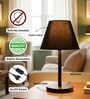 Black Fabric Shade Table Lamp, Minimalist Bedside Lamp with Metal Base for Bedroom, Living Room & Study