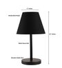 Black Fabric Shade Table Lamp, Minimalist Bedside Lamp with Metal Base for Bedroom, Living Room & Study