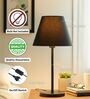 Black Fabric Shade Table Lamp, Modern Bedside & Desk Lamp with Metal Base for Bedroom, Living Room & Home Decor