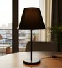Black Fabric Shade Table Lamp, Modern Bedside & Desk Lamp with Metal Base for Bedroom, Living Room & Home Decor