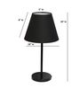 Black Fabric Shade Table Lamp, Modern Bedside & Desk Lamp with Metal Base for Bedroom, Living Room & Home Decor