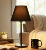 Black Fabric Shade Table Lamp, Modern Bedside & Desk Lamp with Metal Base for Bedroom, Living Room & Home Decor