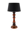 Black Fabric Shade Table Lamp With Brown Base