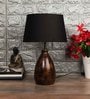 Black Fabric Shade Table Lamp With Brown Base