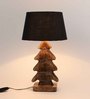 Flemish Black Fabric Shade Table Lamp With Mango wood Base
