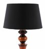 Black Fabric Shade Table Lamp With Brown Base