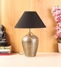 Matera Black Fabric Shade Night Lamp With Teracotta Base