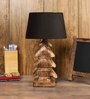 Flemish Black Fabric Shade Table Lamp With Mango wood Base