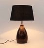 Black Fabric Shade Table Lamp With Brown Base
