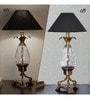 Black Fabric Shade Table Lamp with Brown Base