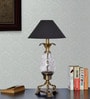 Black Fabric Shade Table Lamp with Brown Base