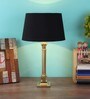 Black Fabric Shade Table Lamp With Golden Base