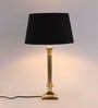 Black Fabric Shade Table Lamp With Golden Base