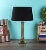 Black Fabric Shade Table Lamp With Golden Base