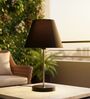 Black Fabric Shade with Modern Silver & Black Table Lamp for Bedroom & Living Room