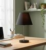 Black Fabric Shade with Modern Silver & Black Table Lamp for Bedroom & Living Room