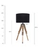 Black Fabric Shade Tripod Table Lamp with Brown Base