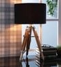 Black Fabric Shade Tripod Table Lamp with Brown Base