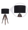 Black Fabric Shade Tripod Table Lamp with Brown Base