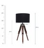 Black Fabric Shade Tripod Table Lamp with Brown Base