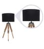 Black Fabric Shade Tripod Table Lamp with Brown Base