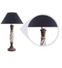 Black Fabric shade Table Lamp with Wood base