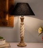 Black Fabric shade Table Lamp with Wood base