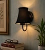 Black Finish Wall Light   Black Cotton Shade | Modern Bedroom Decor