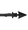 Black Flat Arrow Iron Expandable 1 Curtain Rod with Accessories ( 66 to 120 Inches)