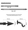 Black Flat Arrow Iron Expandable 2 Curtain Rod with Accessories ( 36 to 66 Inches)