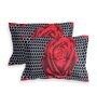 Black Floral 144 TC Microfiber Double Sized Bedsheet With 2 Pillow Covers