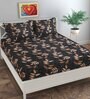 Black Floral 144 TC Poly Cotton Queen Sized Bedsheet With 2 Pillow Covers Forever Collection