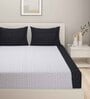 Black Floral 200 TC Cotton 1 Double Bedsheet with 2 Pillow Covers