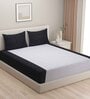 Black Floral 200 TC Cotton 1 Double Bedsheet with 2 Pillow Covers