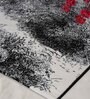 Black Floral Blended Linen 3 ft x 5 ft Machine Made Carpet