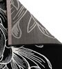 Black Floral Blended Linen 3 ft x 5 ft Machine Made Carpet