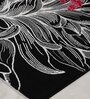 Black Floral Blended Linen 4 ft x 6 ft Machine Made Carpet