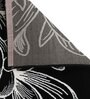 Black Floral Blended Linen 4 ft x 6 ft Machine Made Carpet