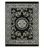 Black Floral Chenile 5 X 7 Feet Machine Made Carpet