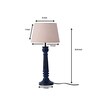 Gothic E27 Holder Wooden Base Table Lamp (Blue Base) with Fabric Shade (Beige)