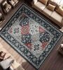 Black Floral Polyester 3 ft X 5 ft Machine Made Carpet