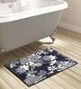 Black Floral Polyester AntiSkid Bathmat
