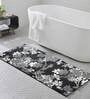 Black Floral Polyester AntiSkid Bathmat