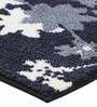 Black Floral Polyester AntiSkid Bathmat