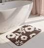 Black Floral Polyester 28x20 Inches AntiSkid Bath Mat
