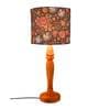 Black Floral Stitch Multicolor Canvas Shade Table Lamp with Brown Base