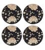 Black Flower Black MDF (Set of 4) Table Coaster Reinvention factory