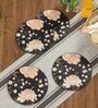 Black Flower Black MDF (Set of 4) Table Coaster Reinvention factory
